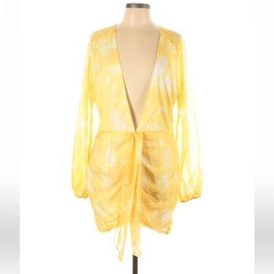 Sexy Pretty Little Thing cocktail dress or swim cover up yellow & white